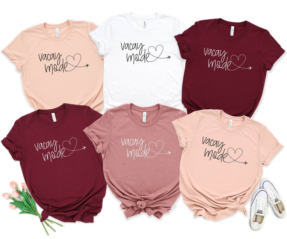 Vacay Mode Shirt, Vacation Tshirts, Unisex Clothing, 2024 Vacation Heart Tshirts, Family Travel Shirt, Matching Vacation Tees, Traveler Gift