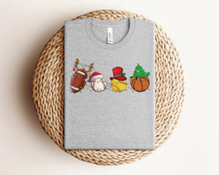 Christmas Sports Shirt, Sports Balls Xmas Tshirt, Christmas Football Baseball Hockey Tennis Basketball Santa Hat Shirt, Sports Lover Gifts