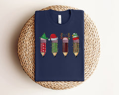 Art Teacher Xmas Shirt, Retro Color Pencils Christmas Lights Shirt, Art Lover Tshirt, Teachers Life Christmas Shirt, Teacher Christmas Gifts