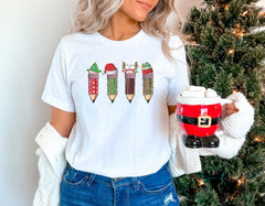 Art Teacher Xmas Shirt, Retro Color Pencils Christmas Lights Shirt, Art Lover Tshirt, Teachers Life Christmas Shirt, Teacher Christmas Gifts