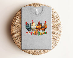 Christmas Chicken Shirt, Funny Christmas Shirt, Cute Farm Animals Shirt, Chicken Gifts, Animal Lover Tshirt, Christmas Animals, Xmas Gifts