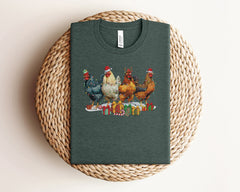 Christmas Chicken Shirt, Funny Christmas Shirt, Cute Farm Animals Shirt, Chicken Gifts, Animal Lover Tshirt, Christmas Animals, Xmas Gifts
