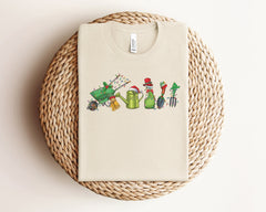 Christmas Gardener Shirt, Gardening Tools Christmas Tshirt, Plant Lover Gift, Xmas Botanical Shirt, Plant Mom Shirt, Gardening Gift For Her