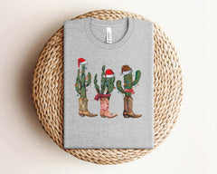 Cactus Boots Christmas Shirt, Christmas Cowboy Shirt, Cactus Lover Gift, Western Christmas Shirt, Retro Christmas Shirt, Xmas Cowgirl Gifts