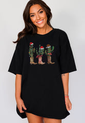 Cactus Boots Christmas Shirt, Christmas Cowboy Shirt, Cactus Lover Gift, Western Christmas Shirt, Retro Christmas Shirt, Xmas Cowgirl Gifts