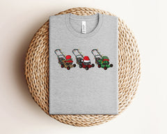 Lawn Mowing Christmas Shirt, Gardening Christmas Shirt, Xmas Lawn Mower Shirt, Garden Lover Tshirt, Holiday Tshirts, Gardener Christmas Gift