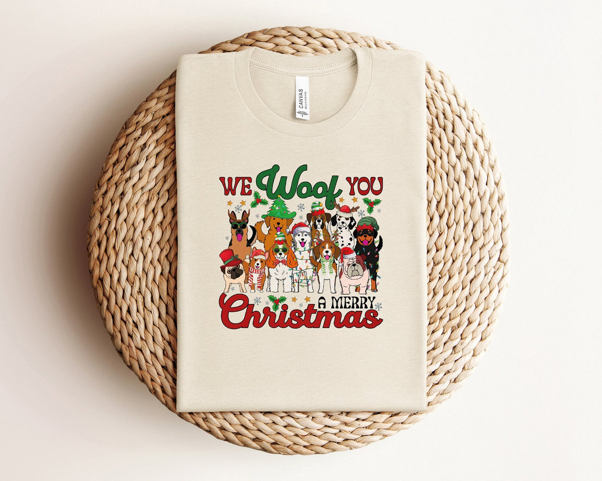 We Woof You A Merry Christmas Shirt, Funny Christmas Dogs Shirt, Dog Mom Shirt, Cute Christmas Shirt, Retro Christmas Shirt, Dog Lover Gift