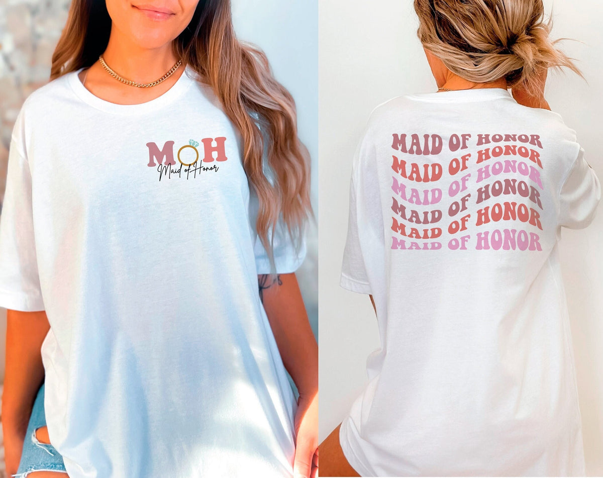 Retro Maid Of Honor Shirt, Bridal Party Tank Tops, Bridesmaid Gifts, Bachelorette Party, Maid Of Honor Proposal, Moh Shirt, Wedding Gifts