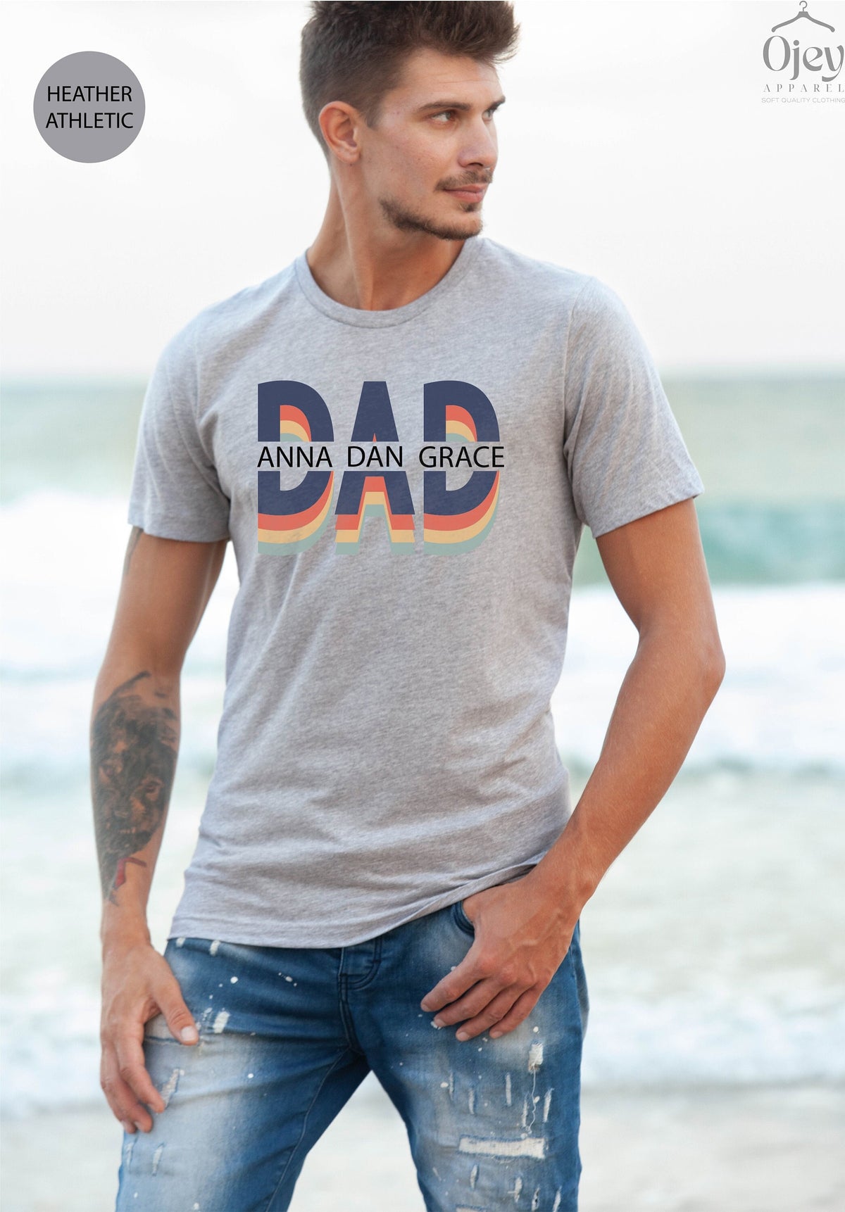 Custom Dad Shirt, Dad Kids Names Tshirt, Father's Day Gift, Retro Dad Tshirt, Father In Law Gift, Dad Birthday Shirt, Personalized Dad Gift