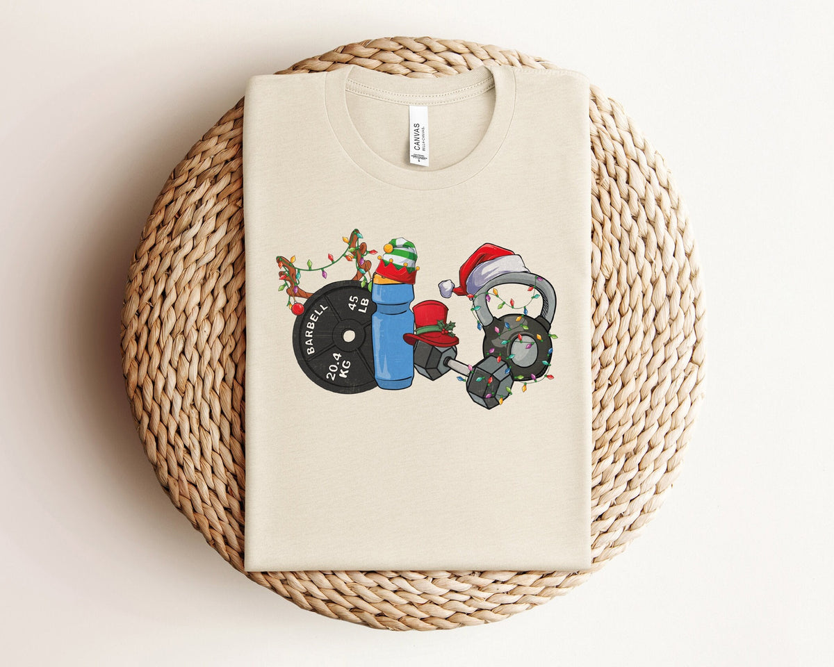 Christmas Fitness Shirt, Gym Lover Christmas Tshirt, Xmas Workout Shirt, Unisex Clothing, Kettlebell Christmas Shirt, Weight Lifting Gifts