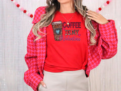 Coffee Is My Valentine Shirt, Valentine's Day Shirt, Coffee Lover Gift, Leopard Heart Valentine Tshirt, Retro Valentines Shirt, Gift For Her