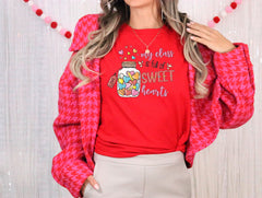 My Class Is Full Of Sweet Hearts Shirt, Teacher Valentine Shirt, Retro Valentines Tshirt, Valentine's Day Shirt, Teacher Valentines Day Gift