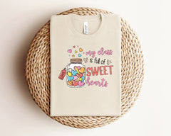 My Class Is Full Of Sweet Hearts Shirt, Teacher Valentine Shirt, Retro Valentines Tshirt, Valentine's Day Shirt, Teacher Valentines Day Gift