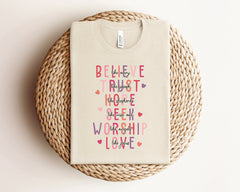 Believe Trust Hope Shirt, Religious Valentines Shirts, Retro Christian Valentine Shirt, Love Like Jesus, Cute Valentines Day Gift For Her