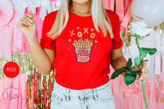Time Fries When I Am With You Valentine Shirt, French Fries Lover Tshirt, Xoxo Valentine Shirt, Funny Valentine Shirt, Valentine's Day Gift