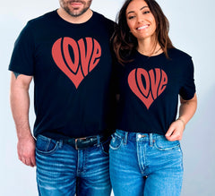 Retro Love Heart Shirt, Valentine's Day Shirt, Cute Valentine Shirt, Tshirt For Girlfriend, Matching Couple Shirts, Unisex Valentine Gift