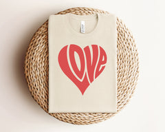 Retro Love Heart Shirt, Valentine's Day Shirt, Cute Valentine Shirt, Tshirt For Girlfriend, Matching Couple Shirts, Unisex Valentine Gift
