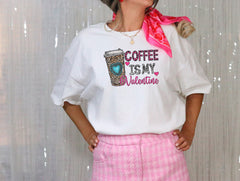 Coffee Is My Valentine Shirt, Valentine's Day Shirt, Coffee Lover Gift, Leopard Heart Valentine Tshirt, Retro Valentines Shirt, Gift For Her