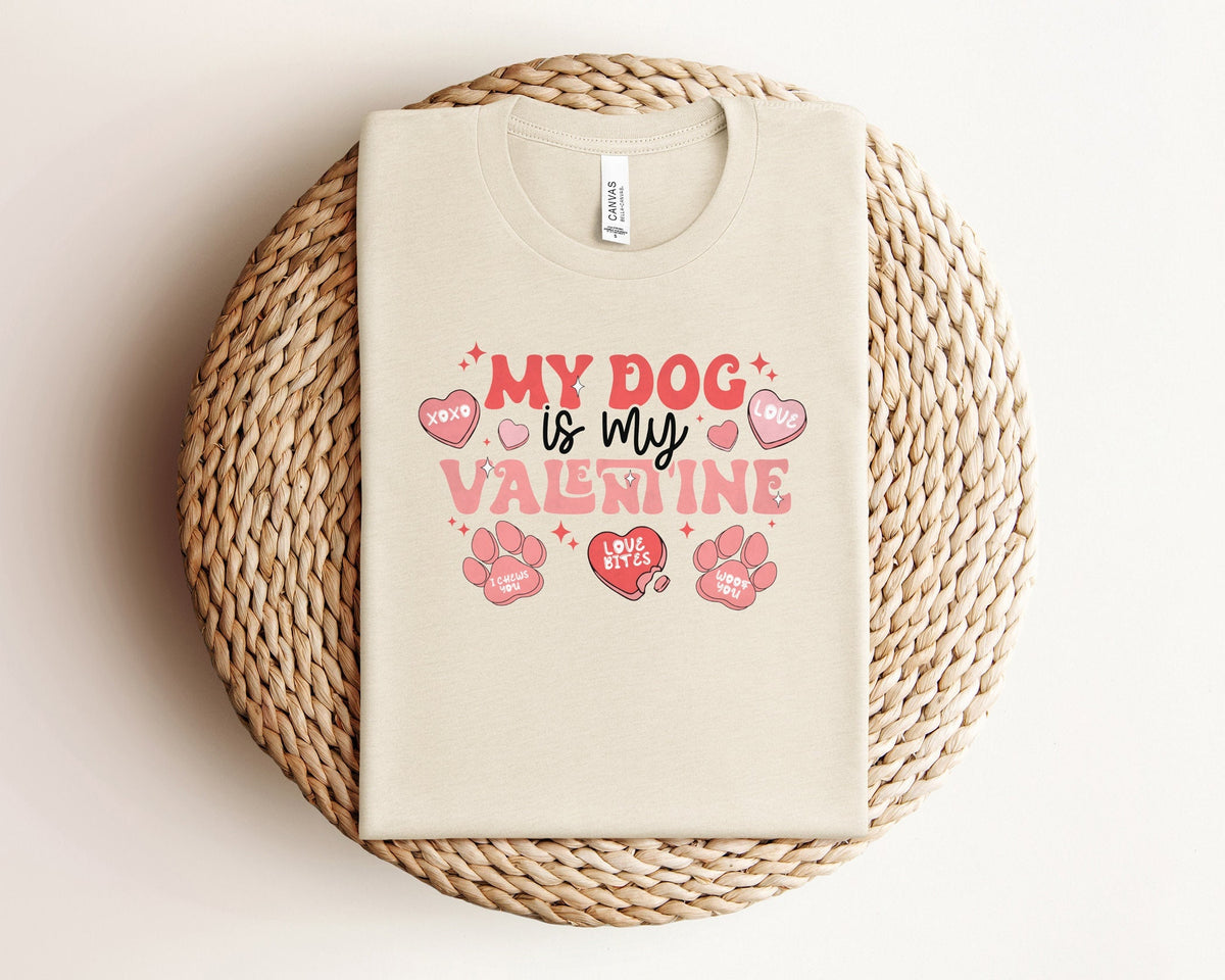 My Dog Is My Valentine Shirt, Cute Valentine Shirt, Valentine's Day Shirt, Dog Lover Gift, Retro Valentine, Dog Paw Tshirt, Dog Owner Gift