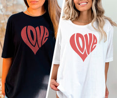 Retro Love Heart Shirt, Valentine's Day Shirt, Cute Valentine Shirt, Tshirt For Girlfriend, Matching Couple Shirts, Unisex Valentine Gift