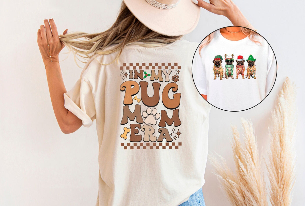 In My Pug Mom Era Christmas Shirt, Dog Mom Christmas Shirt, Retro Christmas Shirt, Animal Lover Tshirt, Holiday Shirts, Christmas Pug Gift