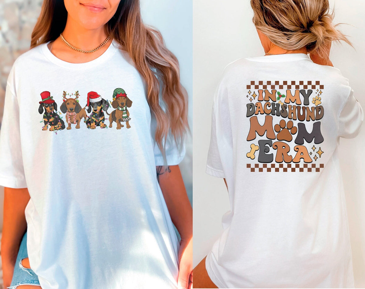 In My Dachshund Mom Era Christmas Shirt, Cute Dachshund Tshirt, Retro Christmas Shirt, Dog Lovers, Xmas Animal Shirt, Dog Mom Christmas Gift