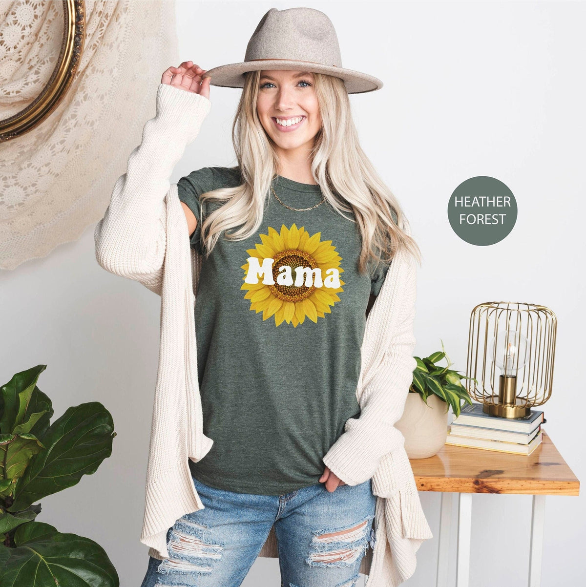 Sunflower Mama Shirt, Mama Floral Shirt, Mother's Day Gift, New Mom Shirt, Birthday Gift for Mom, Womens Clothing, Cute Gift From Husband