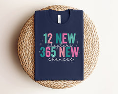 12 New Chapters 365 New Chances Shirt, Retro New Years Shirt, 2026 Women's Shirts, Motivational Shirt, Happy New Year Shirt, New Years Gift