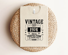 Vintage 1974 Shirt, Retro Birthday Shirt, Aged To Perfection 50th Birthday Crewneck, Birthday Year Shirt, 50th Birthday Gift For Grandma