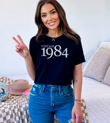 Vintage 1984 Shirt, Birthday Year Shirt, Born in 1984 Shirt, Vintage 40th Birthday Shirt, Handmade Clothing, 40th Birthday Gifts For Women