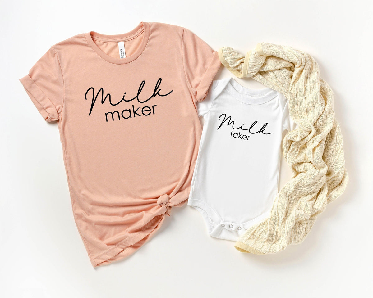 Mom And Baby Tshirts, Milk Maker Milk Taker Shirts, Funny Mom Shirt, Mother To Be Shirt, Cute Baby Bodysuit, Future Mom Tee, Mothers Day