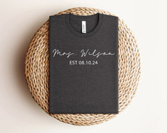 Mrs Established Shirt, Personalized Mrs Est Shirt, Custom Wedding Shirt Date, Bridal Shower Gift, Engagement Gift Shirt, Gift Tee for Bride