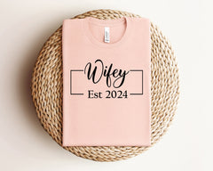 Wifey Hubby Est 2024 Shirts, Honeymoon Shirt, Husband Wife Shirts, Newly Engaged Tshirt, Couple Matching Shirt, Engagement Gift For Bride