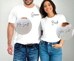 Custom Bride and Groom Shirts, Personalized Groom Bride Shirt, Newly Married Gift, Honeymoon Couple Tshirts, Gifts For Brides and Grooms