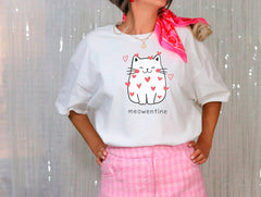 Cute Cat Valentine Tshirt, Meowentine Valentine Shirt, Cat Lover Gift, Cat Hearts Tshirt, Cat Mom Valentine Crewneck, Valentine's Day Gift