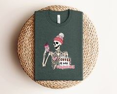 Coffee Is My Valentine Shirt, Skeleton Valentines Shirt, Valentine's Day Shirt, Womens Clothing, Retro Valentines Shirt, Coffee Lover Gift