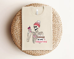 Coffee Is My Valentine Shirt, Skeleton Valentines Shirt, Valentine's Day Shirt, Womens Clothing, Retro Valentines Shirt, Coffee Lover Gift