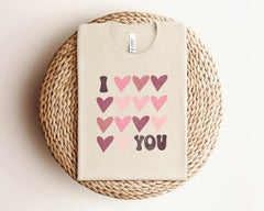Valentine Hearts Shirt, I Love You Tshirt, Retro Valentines, Womens Clothing, Girlfriend Shirt, Valentine's Day Shirt, Cute Valentine Gift