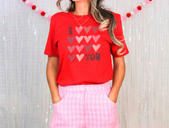 Valentine Hearts Shirt, I Love You Tshirt, Retro Valentines, Womens Clothing, Girlfriend Shirt, Valentine's Day Shirt, Cute Valentine Gift
