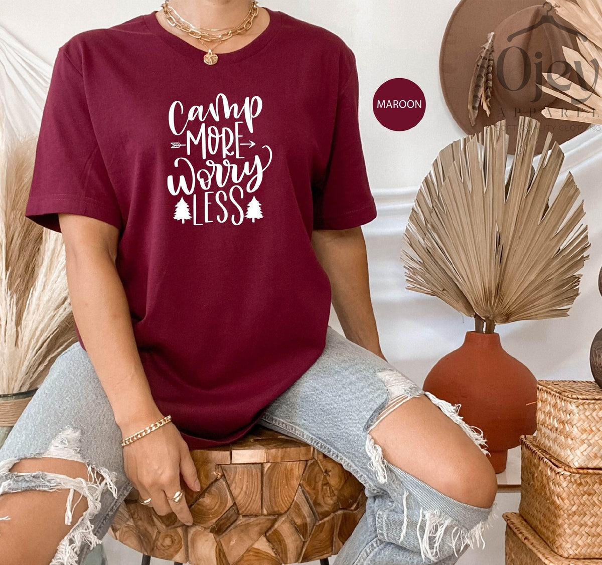 Camp More Worry Less Shirt, Camping Shirt, Adventure Lover Shirt, Explore More Tee, Nature Tshirt, Camp Life, Outdoor Tee, Nature Lover Gift