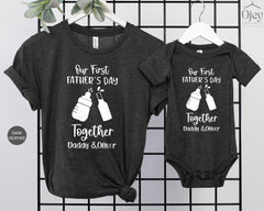 Custom Our First Fathers Day Together Shirt, Dad and Baby Matching Shirts, Baby Bodysuits Daddy, Father and Baby Shirt, First Fathers Day