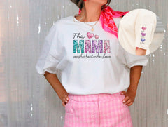 Custom Mama Shirt, This Mama Wears Her Heart On Her Sleeve Tshirt, Valentines Mama Shirt, Mama Kids Names Shirt, Valentines Day Gift For Her