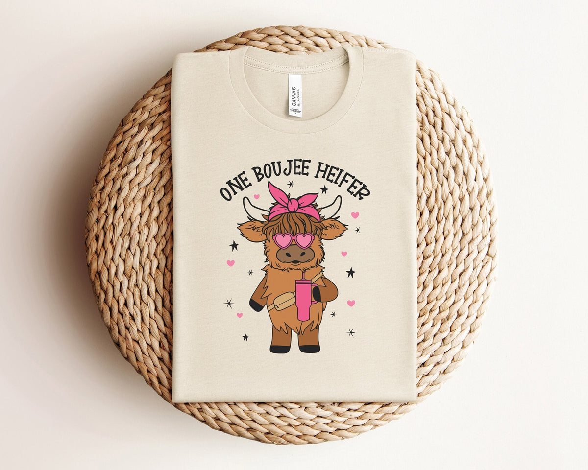 One Boujee Heifer Valentine Shirt, Funny Valentine Shirt, Highland Cow Valentines Tshirt, Valentine's Day Shirt, Valentines Day Gift For Her