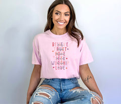 Believe Trust Hope Shirt, Religious Valentines Shirts, Retro Christian Valentine Shirt, Love Like Jesus, Cute Valentines Day Gift For Her