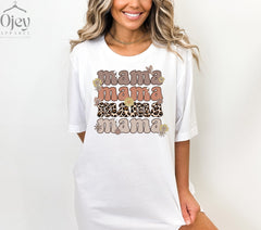 Leopard Floral Mama Shirt, Retro Mama Shirt, Cute Mom Shirt, Motherhood Shirts For Her, Mom To Be Tshirt, Womens Clothing, Mother's Day Gift