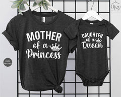 Mother Daughter Shirts, Mother Of A Princess Shirt, Gift For Mom, Daughter Of A Queen, Matching Mom And Daughter Shirts, Mother's Day Gift