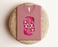Valentine Cowgirl Shirt - Valentine Boots T-Shirt - Western Valentine Tee - Valentine's Day Outfit - Valentine's Day Gift - Cowgirl Gift