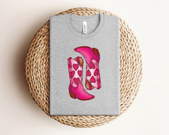 Valentine Cowgirl Shirt - Valentine Boots T-Shirt - Western Valentine Tee - Valentine's Day Outfit - Valentine's Day Gift - Cowgirl Gift