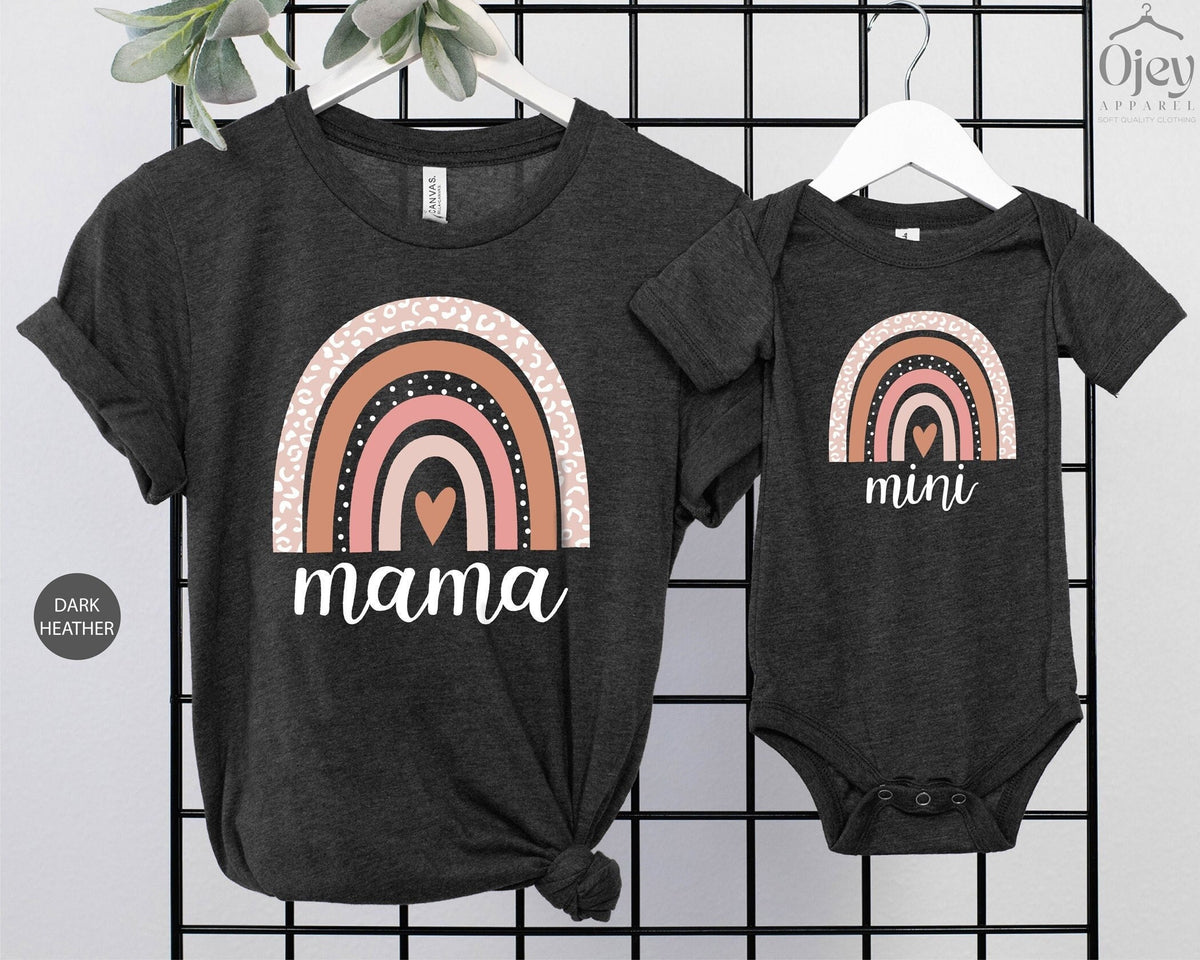 Mama And Mini Rainbow Heart Shirts, Mom And Me Bodysuit, Mother's Day Gift, Matching Baby And Mama, Mother To Be Shirt, Family Gift For Her