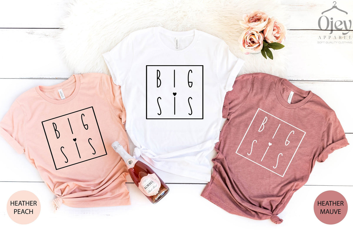 Big Sis Shirt, Cute Big Sister Tshirt, Sister Pregnancy Announcement Tee, Minimalist Sister Shirts, Baby Announcement Shirt, Gift For Sister